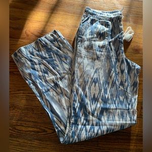 Cato women’s size small blue tribal print tassel pants Havana bound faded denim